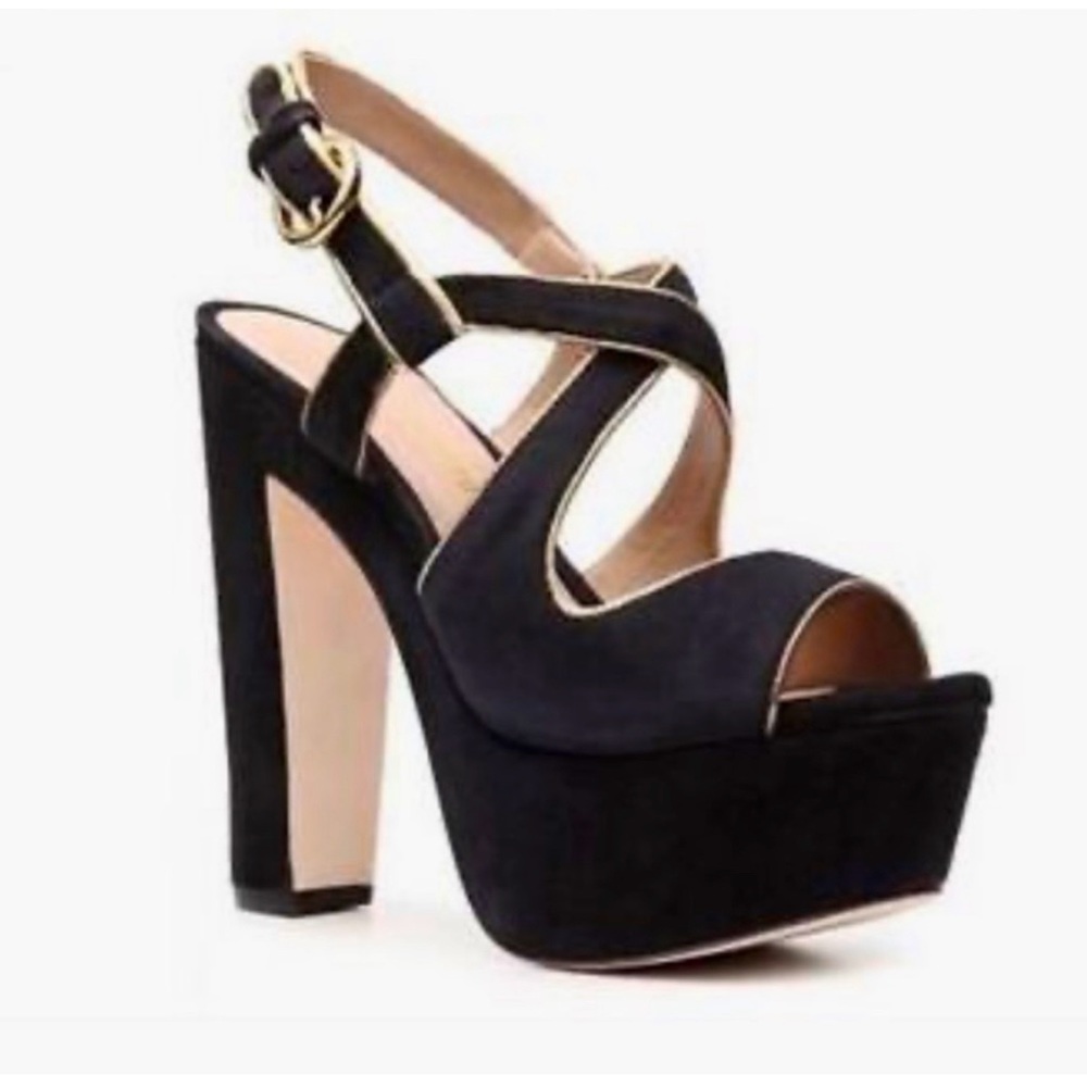Gitta Black Suede Platform Sandal Pour La Victoire